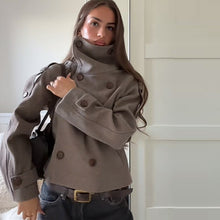 Womens Double Breasted Wool Blend Coat