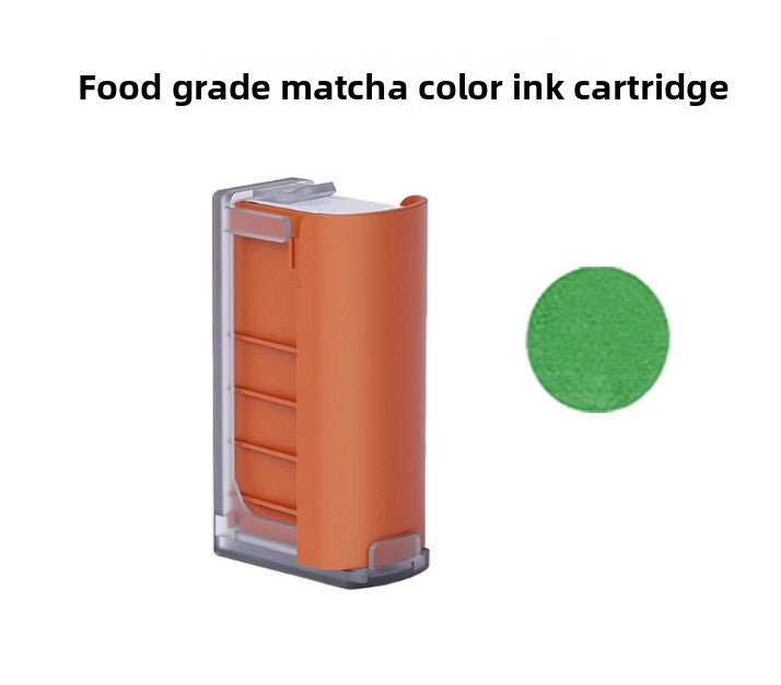 Food grade matcha green ink cartridge for the handheld food printer with green swatch