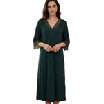 Lace trimmed nightgown front view showing the lace hem and relaxed cut