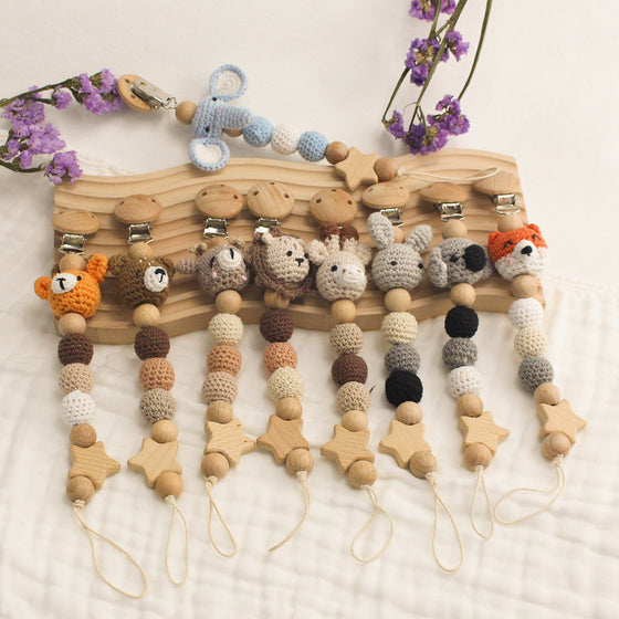 Wood Pacifier Chain Teether