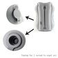 Deflated gray inflatable travel pillow lying flat with close views of the inflation valve and the quick release deflation valve