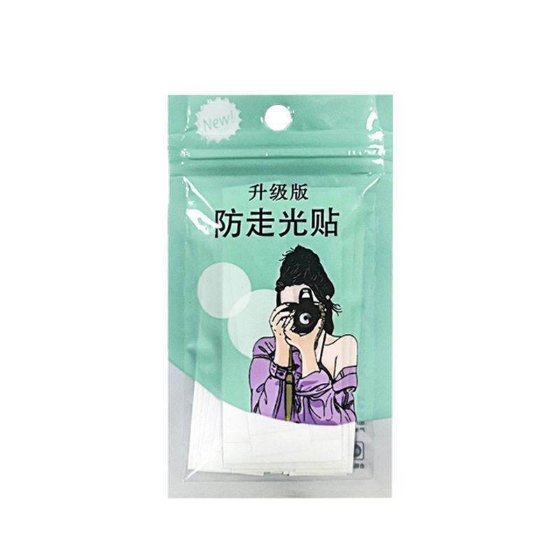Single teal resealable pouch holding transparent anti-exposure clothing tape strips