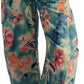 Floral Print Denim Wide Leg Trousers
