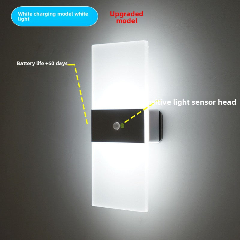 LED wall sconce switched off showing the matte metal body and acrylic panel