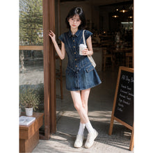 Womens Short Sleeve Denim Shirt Dress