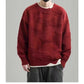 Man wearing a red whale jacquard knit sweater with white inner layer, size XXXL option