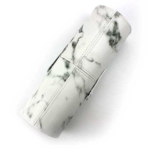White marble pattern PU makeup brush holder from the side