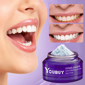 Teeth whitening tooth powder jar open showing the powder