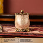 Palace style resin decor with wood grain finish, gold tone edging, and cream pearl shell panels