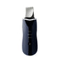 Front view of the black ultrasonic skin scrubber showing the flat steel spatula and power button