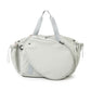 Mint green sports bag with a racket-shaped front panel and pale blue handles, Mint Green variant