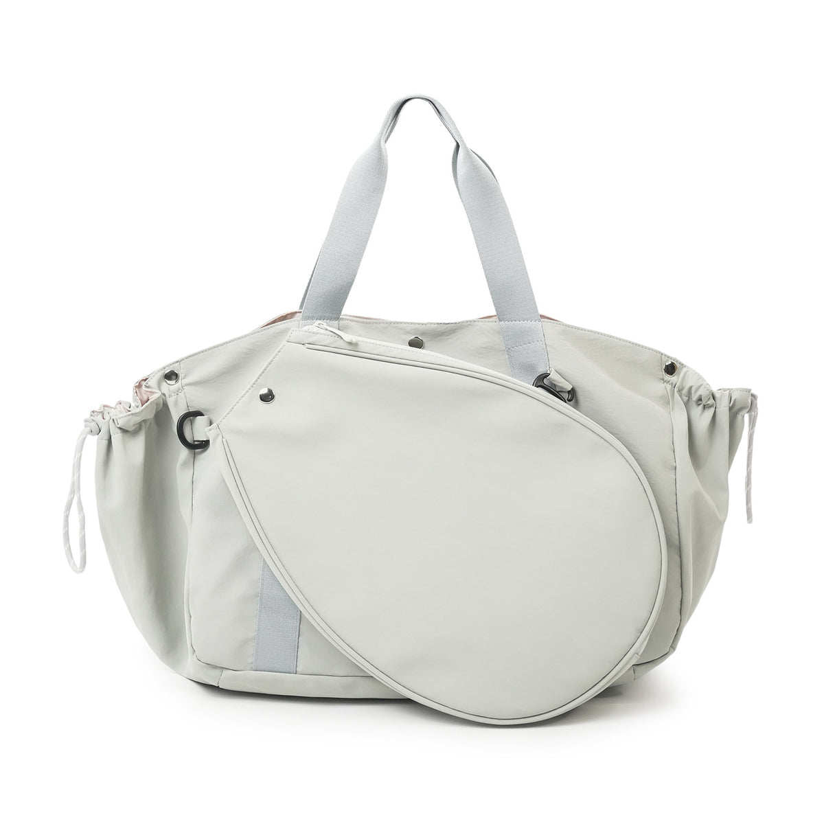 Mint green sports bag with a racket-shaped front panel and pale blue handles, Mint Green variant