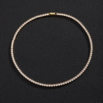 Zircon tennis necklace coiled neatly for gift presentation