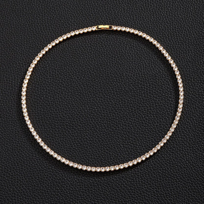 Zircon tennis necklace coiled neatly for gift presentation