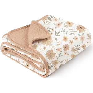 Care and folding reference for the machine washable muslin baby blanket