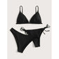 Women's Solid Color Bikini Three-Piece Swimsuit | in use scenario daily moment