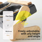 Wooden side support with a black knob that sets the height and tilt of the double pet bowl stand, 9 to 14 cm range