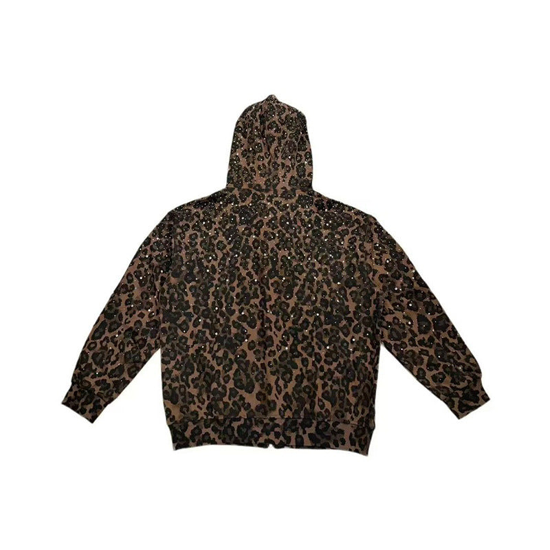 Mens Leopard Print Hooded Sweatshirt