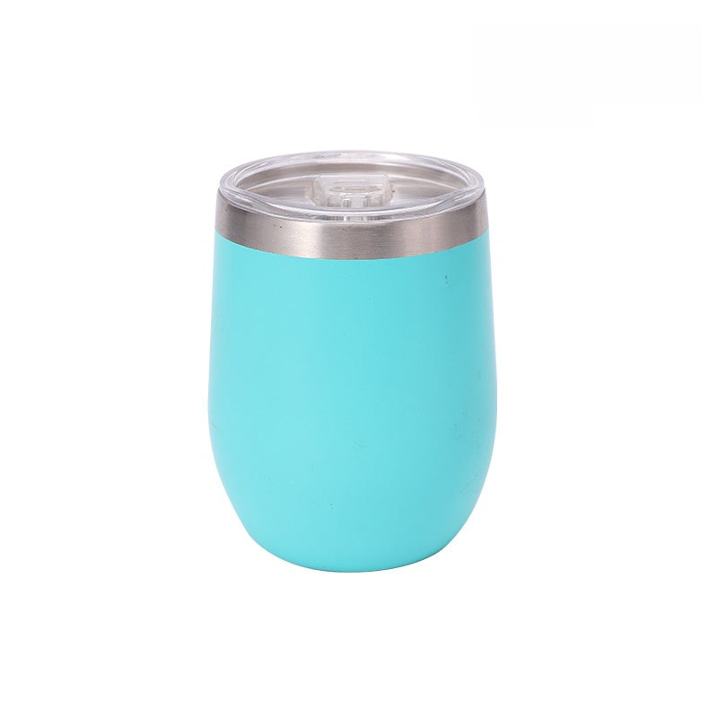 Stemless insulated stainless steel tumbler in a soft gradient finish with a clear press-on lid