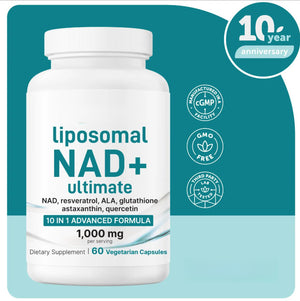 Liposomal NAD+ capsules bottle front view product shot