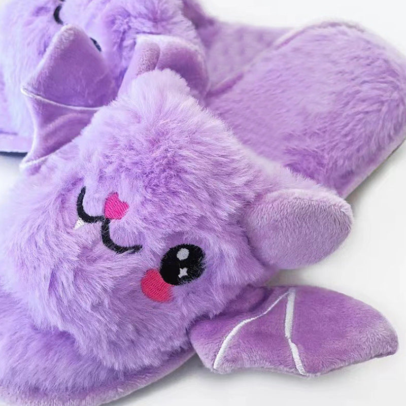 Bat Design Plush Slippers | macro material texture detail