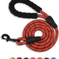 Rope dog leash colours side by side to compare the reflective woven braid pattern