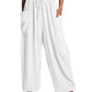 Elastic Waist Pleated Straight Leg Pants