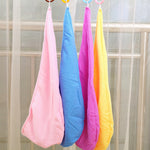 Cotton hair drying towel styled as a turban wrap on the head