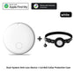 F08 White with a cat bell collar protective case, white tracker next to a black collar with a bell