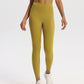 High-waisted nylon and spandex yoga leggings for women, shown on a studio model