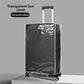 Water resistant transparent PVC cover fitted over a travel suitcase shell