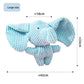 Plush squeaky pet toy design shown with its approximate size, soft body for gentle chewing