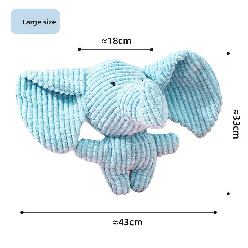 Plush squeaky pet toy design shown with its approximate size, soft body for gentle chewing