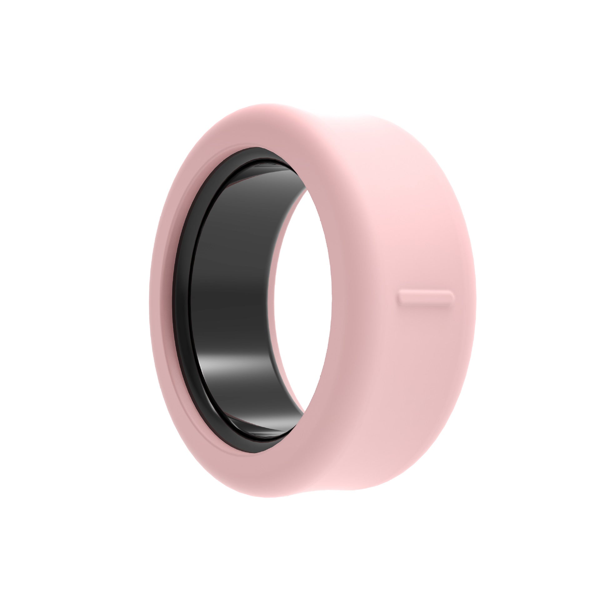 Protective silicone case fitted over a smart ring to shield the metal finish