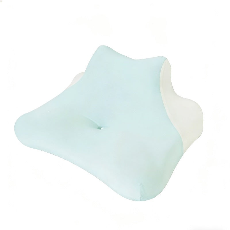 Contour memory foam neck support pillow shown with its ergonomic curved shape