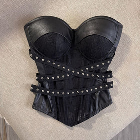 Womens Studded Strapless Bustier Corset Top