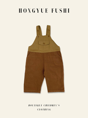 Children's Cotton Suspenders Overalls | side profile angle shot