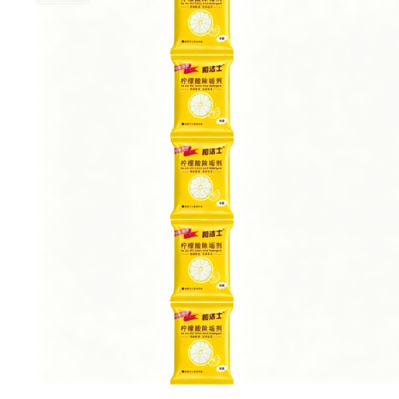Strip of five citric acid descaler sachets
