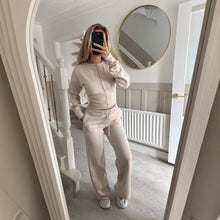 Womens Zip Up Jacket and Straight Leg Pants Lounge Set