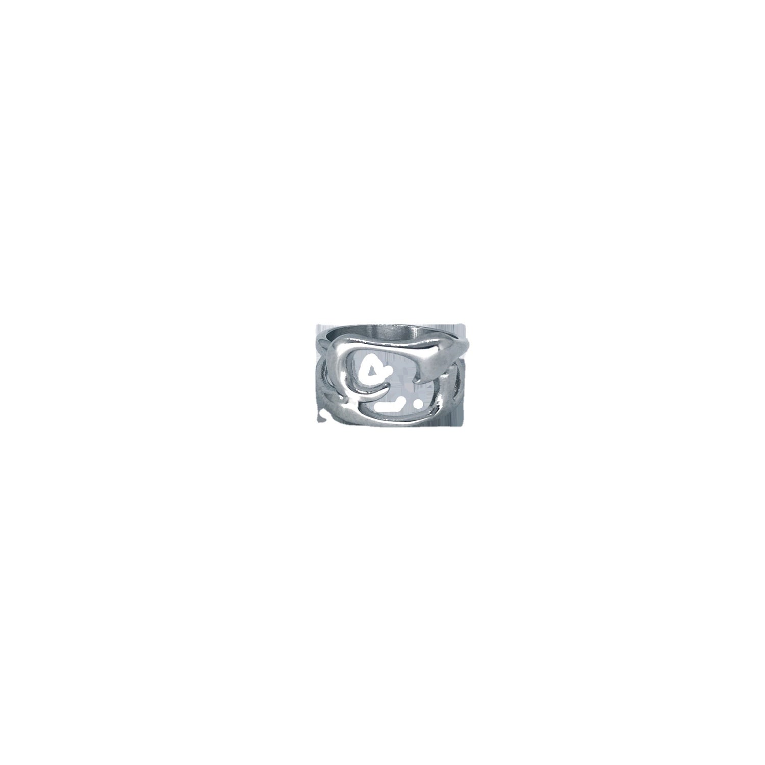 Geometric Titanium Steel Hollow Ring