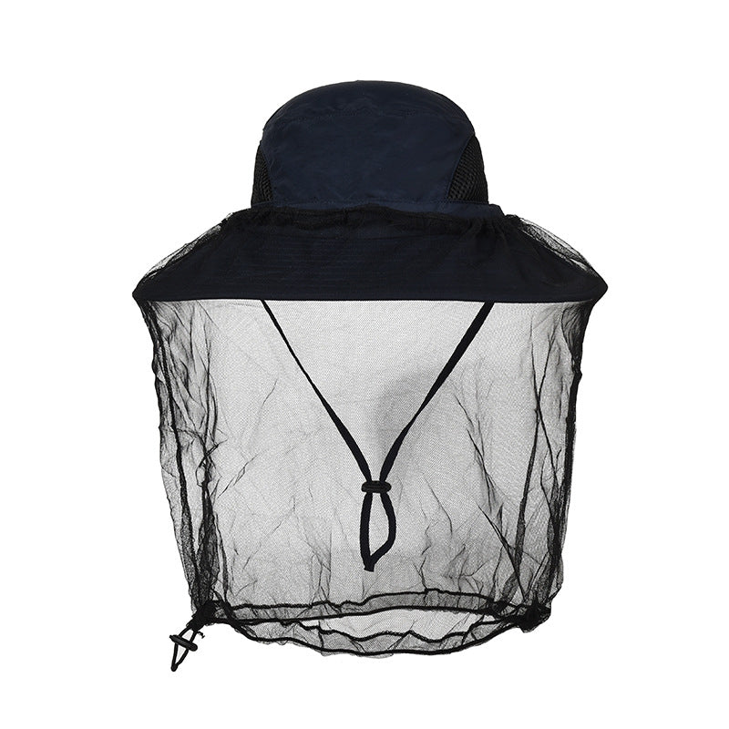 Bug net sun hat with the cinchable mesh screen and wide shade brim