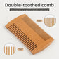 Dual sided lotus wood beard comb with wide teeth and fine teeth on one body