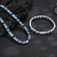 Close up of zircon stones set in a continuous platinum tone row