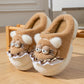 Brown cat plush slippers with round eyes, whiskers and a ruffled collar, size 40-41 option