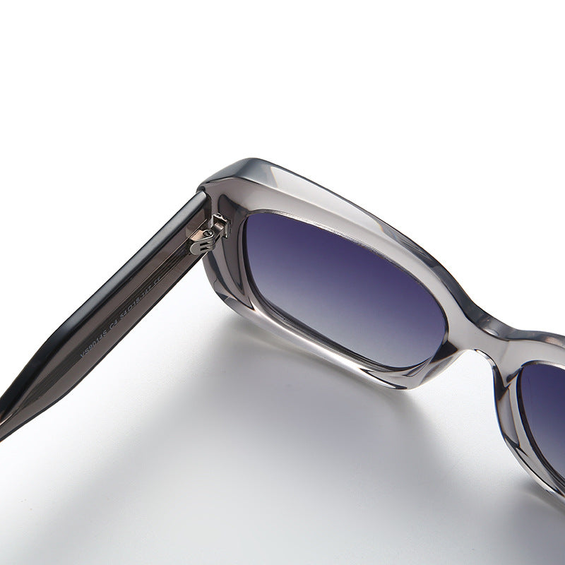 Retro square frame sunglasses with gradient tinted lenses shown from a front angle
