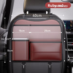 Detail of the adjustable headrest straps and firm back panel on the organizer
