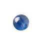 Single polished round blue kyanite gemstone bead with a natural streak on white