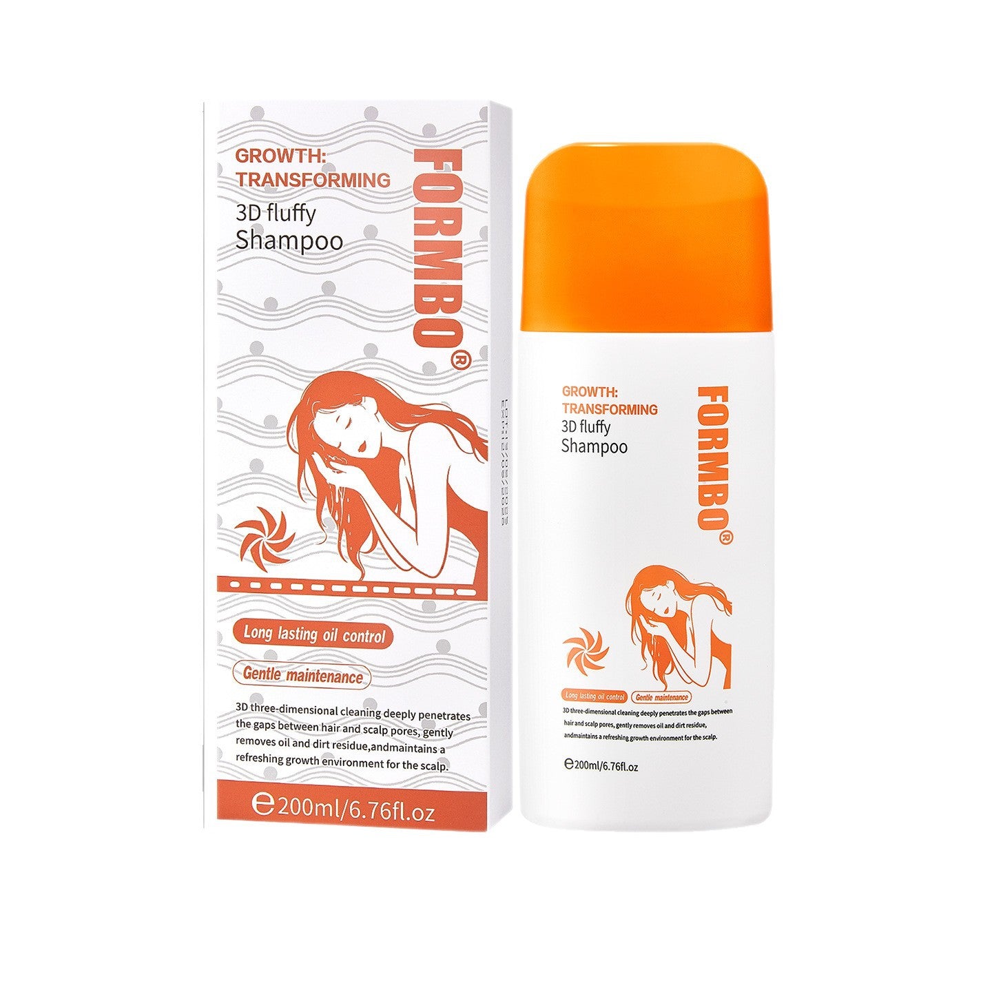 White oil control shampoo bottle beside its printed retail carton on a plain background