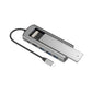 Angled view of the USB-C docking station showing USB 3.0 ports and the M.2 storage bay