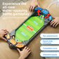 Water spraying desktop football battle game with two launchers and a green pitch and feature callouts